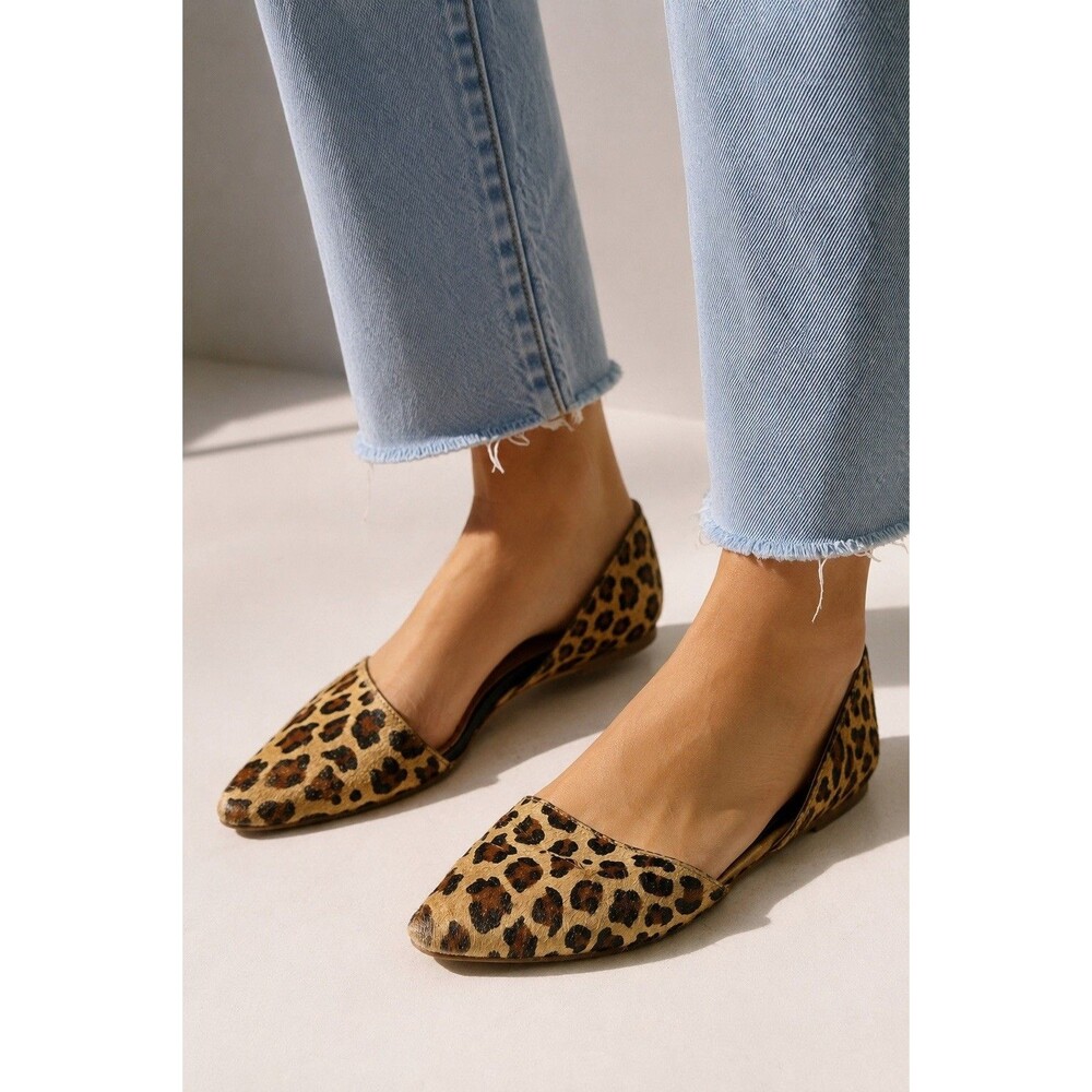 J.Crew Zoe Leopard Calf Hair d’Orsay Flats Pointed Toe Women’s Size 8.5 Animal